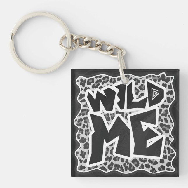 Wild Me Leopard White and Black Key Ring (Front)