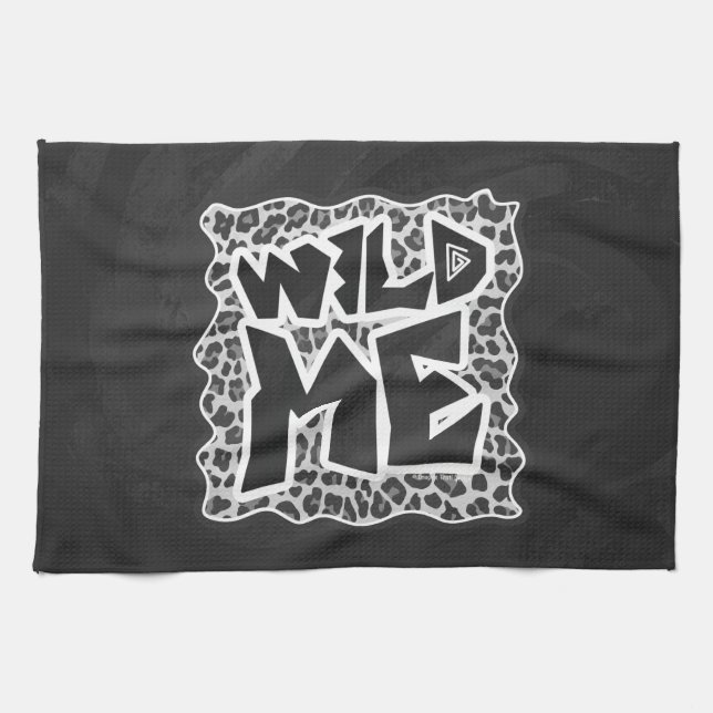 Wild Me Leopard White and Black Tea Towel (Horizontal)