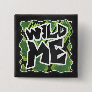 Wild Me Snake Black and Green Print 15 Cm Square Badge