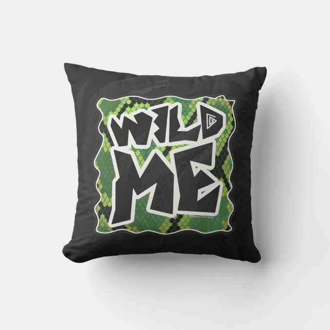 Wild Me Snake Black and Green Print Cushion (Front)