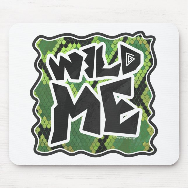 Wild Me Snake Black and Green Print Mouse Mat (Front)