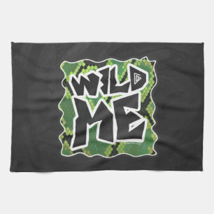 Wild Me Snake Black and Green Print Tea Towel