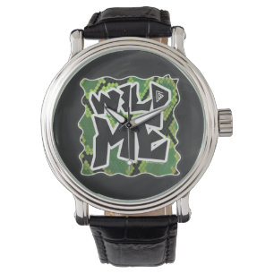 Wild Me Snake Black and Green Print Watch