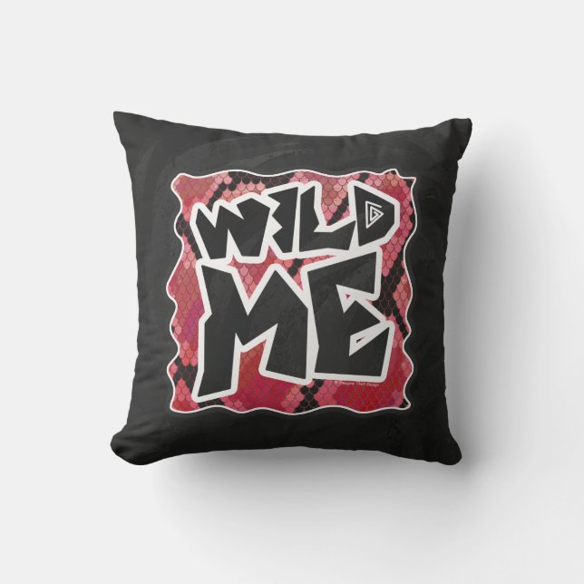 Wild Me Snake Black and Red Print Cushion (Front)