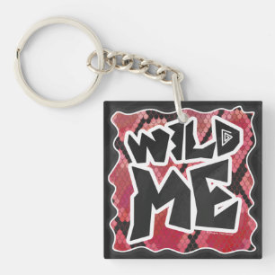 Wild Me Snake Black and Red Print Key Ring