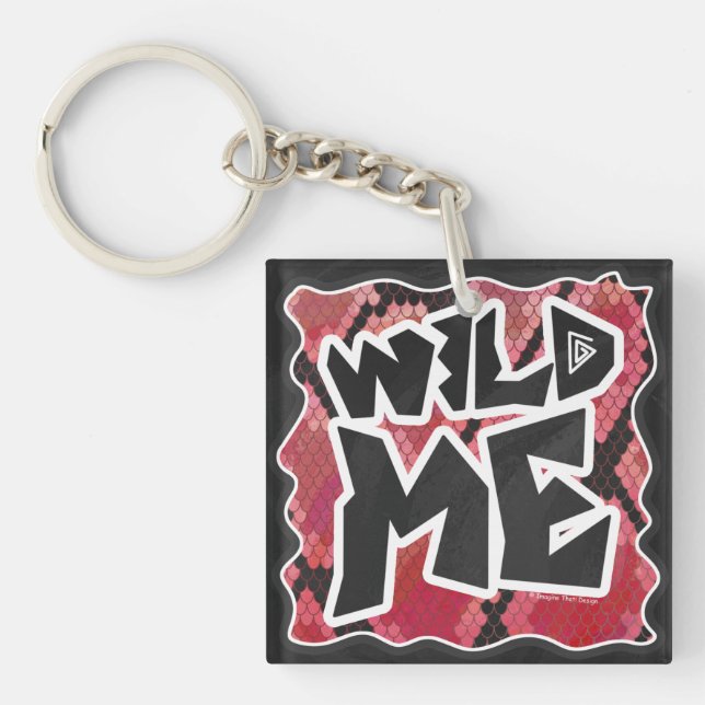Wild Me Snake Black and Red Print Key Ring (Front)
