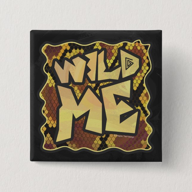 Wild Me Snake Brown and Gold Print 15 Cm Square Badge (Front)