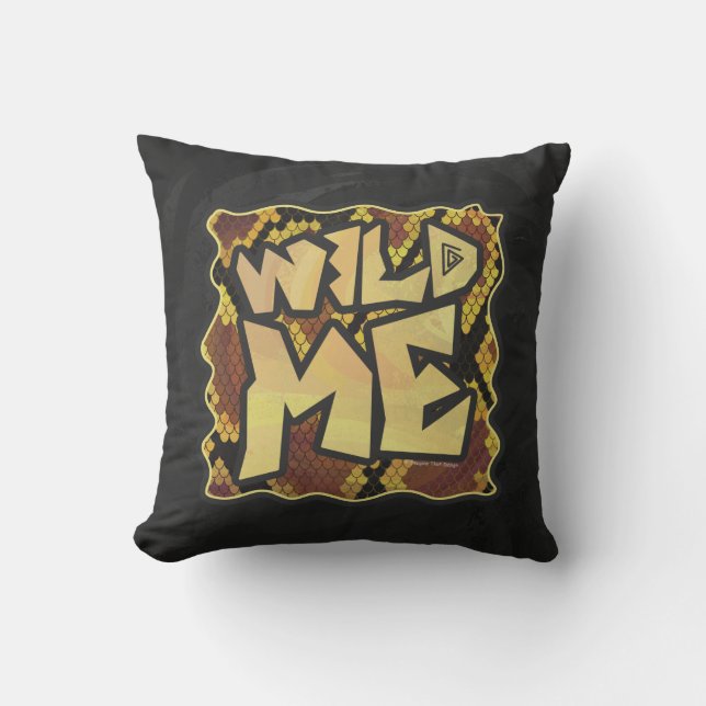 Wild Me Snake Brown and Gold Print Cushion (Front)