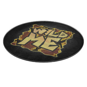 Wild Me Snake Brown and Gold Print Cutting Board