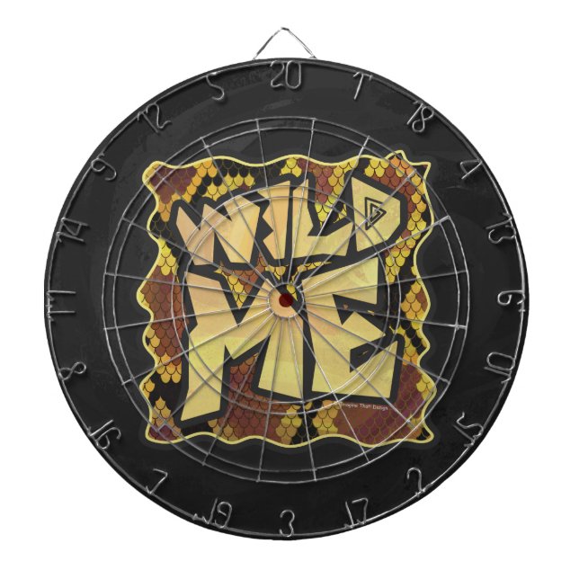 Wild Me Snake Brown and Gold Print Dartboard (Front)