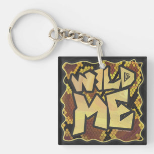 Wild Me Snake Brown and Gold Print Key Ring