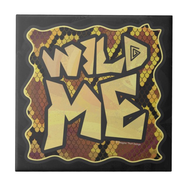 Wild Me Snake Brown and Gold Print Tile (Front)