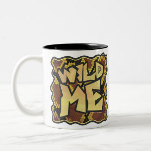 Wild Me Snake Brown and Gold Print Two-Tone Coffee Mug
