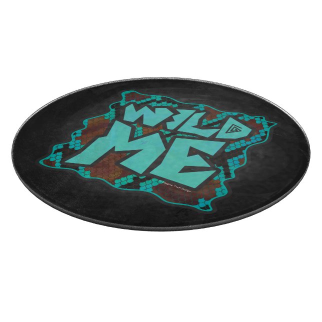Wild Me Snake Brown and Teal Print Cutting Board (Corner)