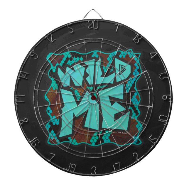 Wild Me Snake Brown and Teal Print Dartboard (Front)