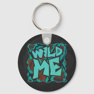 Wild Me Snake Brown and Teal Print Key Ring