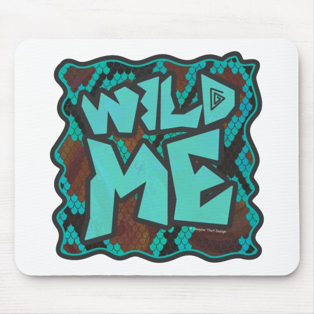 Wild Me Snake Brown and Teal Print Mouse Mat (Front)