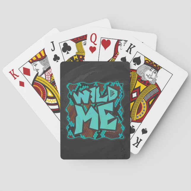 Wild Me Snake Brown and Teal Print Playing Cards (Back)