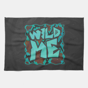 Wild Me Snake Brown and Teal Print Tea Towel