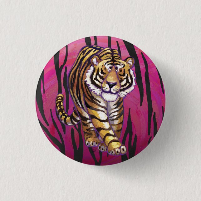 Wild Me Tiger Black and Pink 3 Cm Round Badge (Front)