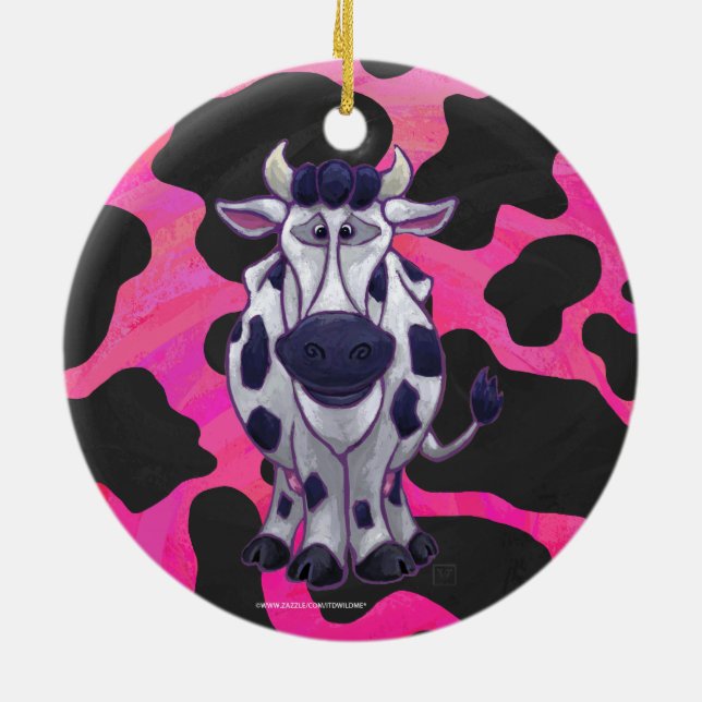Wild Me Tiger Black and Pink Ceramic Tree Decoration (Back)