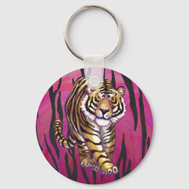 Wild Me Tiger Black and Pink Key Ring (Front)