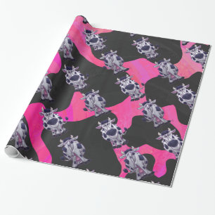 Wild Me Tiger Black and Pink Wrapping Paper