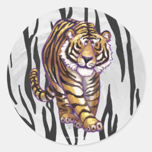 Wild Me Tiger Black and White Print Classic Round Sticker