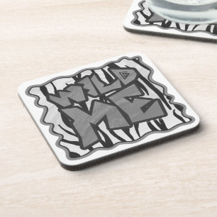 Wild Me Tiger Black and White Print Coaster