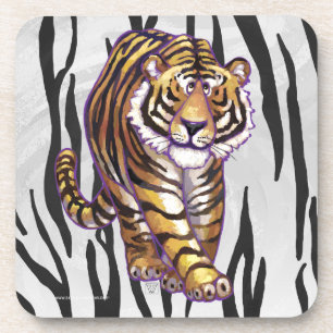 Wild Me Tiger Black and White Print Coaster