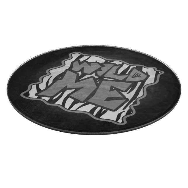 Wild Me Tiger Black and White Print Cutting Board (Corner)