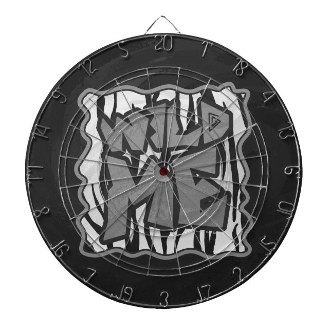 Wild Me Tiger Black and White Print Dartboard (Front)