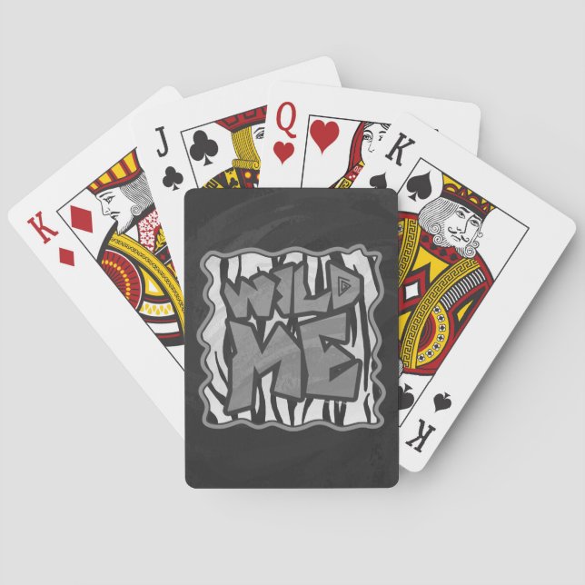 Wild Me Tiger Black and White Print Playing Cards (Back)