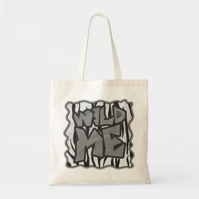 Wild Me Tiger Black and White Print Tote Bag (Front)