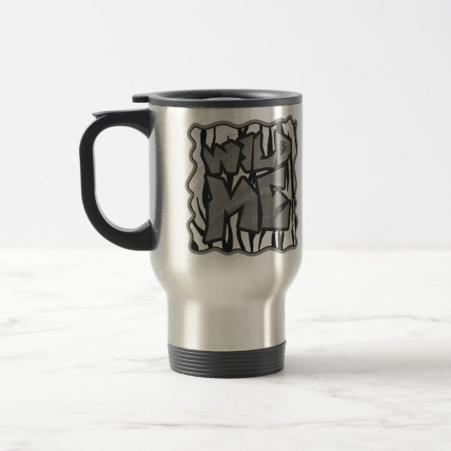 Wild Me Tiger Black and White Print Travel Mug (Left)
