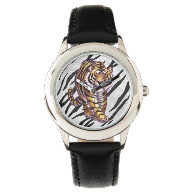 Wild Me Tiger Black and White Print Watch (Front)