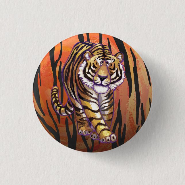 Wild Me Tiger Hot orange and Black Print 3 Cm Round Badge (Front)