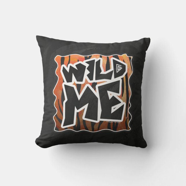 Wild Me Tiger Hot orange and Black Print Cushion (Front)