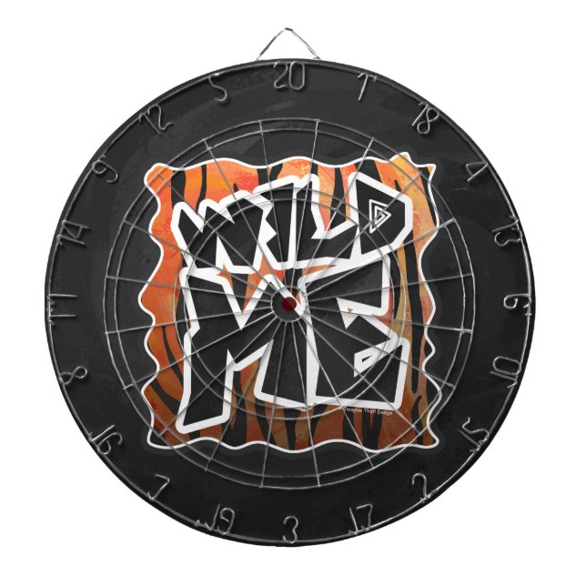 Wild Me Tiger Hot orange and Black Print Dartboard (Front)