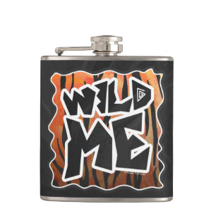 Wild Me Tiger Hot orange and Black Print Hip Flask