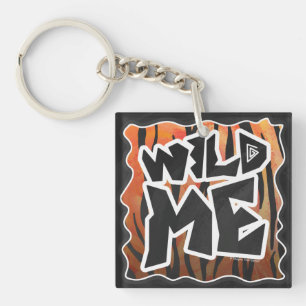 Wild Me Tiger Hot orange and Black Print Key Ring