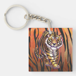 Wild Me Tiger Hot orange and Black Print Key Ring