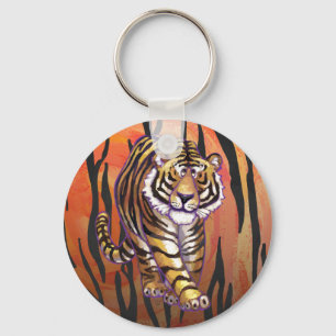 Wild Me Tiger Hot orange and Black Print Key Ring