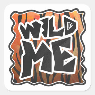Wild Me Tiger Hot orange and Black Print Square Sticker