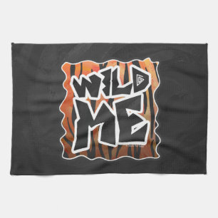 Wild Me Tiger Hot orange and Black Print Tea Towel