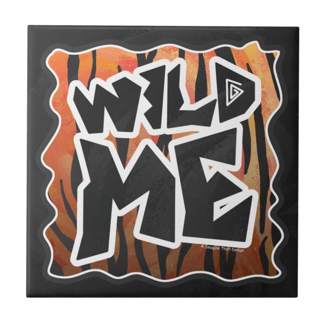 Wild Me Tiger Hot orange and Black Print Tile (Front)