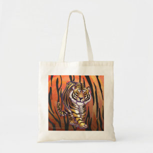 Wild Me Tiger Hot orange and Black Print Tote Bag