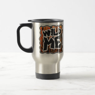 Wild Me Tiger Hot orange and Black Print Travel Mug
