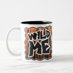 Wild Me Tiger Hot orange and Black Print Two-Tone Coffee Mug