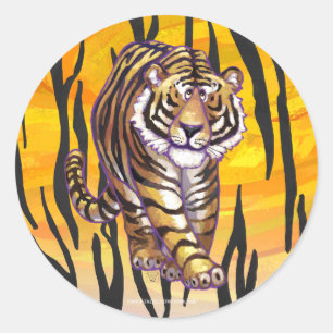 Wild Me Tiger Orange and Black Classic Round Sticker